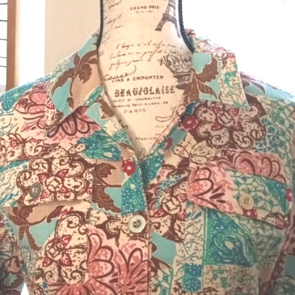 LH Sport Spring Summer Floral Pattern Jean Jacket - Picture 2 of 7